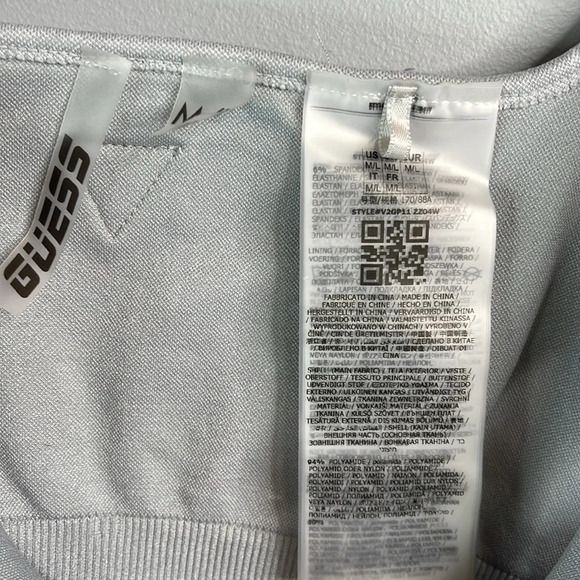 GUESS Grey Crop Tank Top/Sports Bra Logo Nylon  Stretch Acid Wash 80’s Vibe M/L - Picture 4 of 10